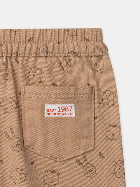 Beige Cotton Twill Trousers