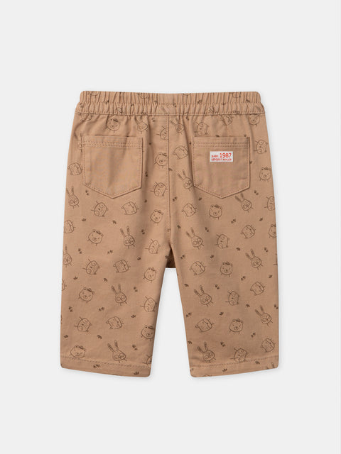 Beige Cotton Twill Trousers