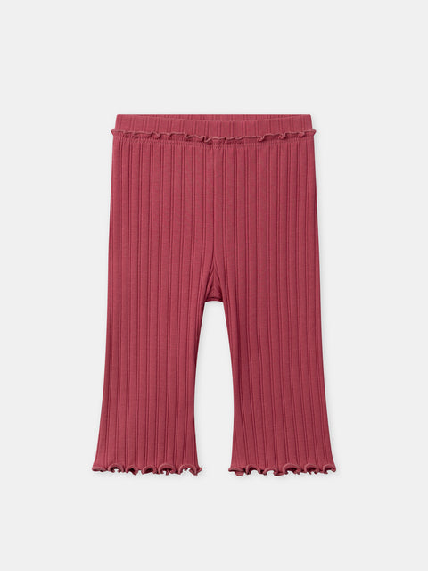 Ribbed Burgundy Cotton Leggings