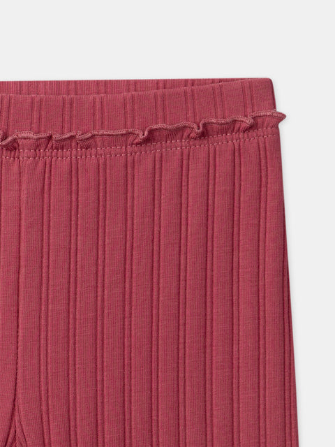 Ribbed Burgundy Cotton Leggings