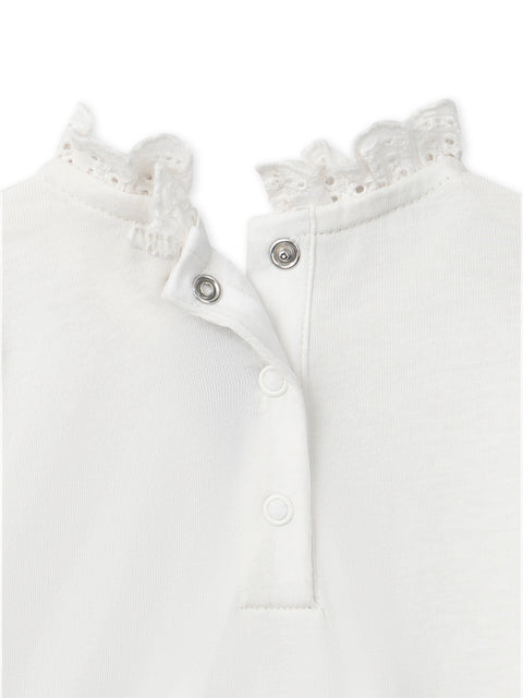 Cream Ruffle Collar Cotton Bodysuit