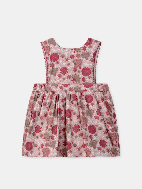 Raspberry Pink Floral Print Cotton Dress
