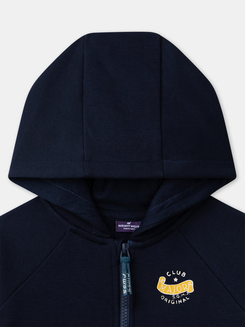 Navy Cotton Fleece Hoodie
