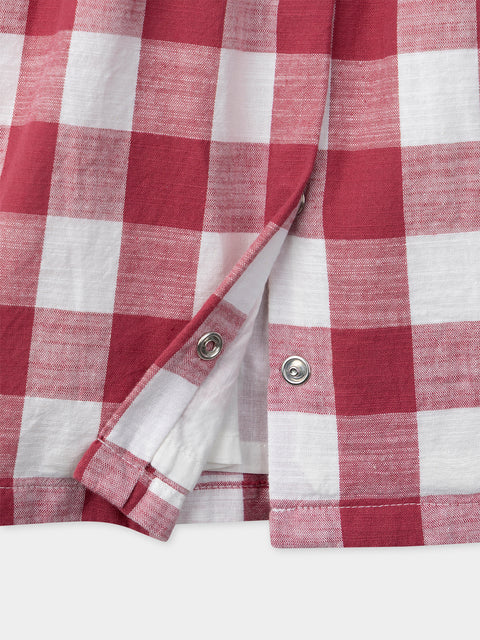 Lined Burgundy Check Cotton Dress