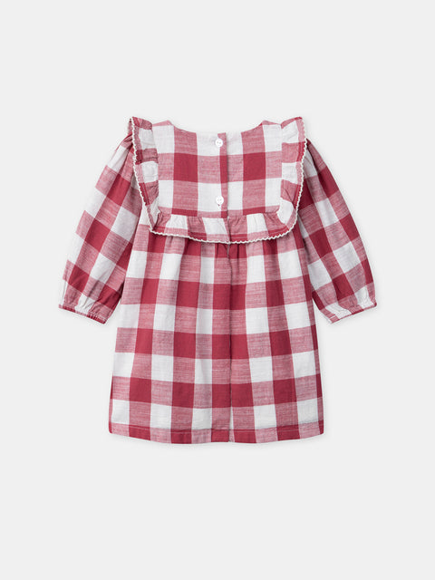 Lined Burgundy Check Cotton Dress