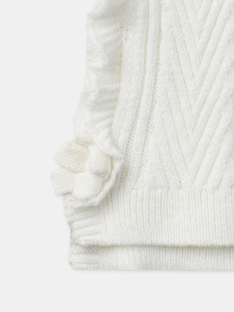 Off White Sleeveless Cable Knit Pullover