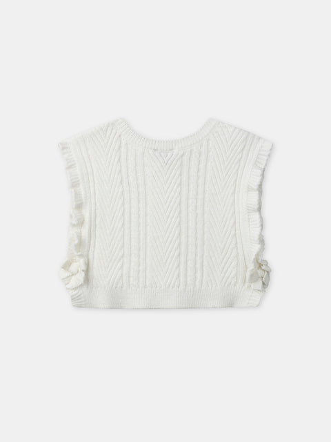 Off White Sleeveless Cable Knit Pullover