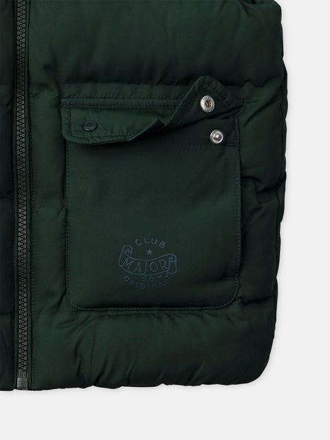 Lined Green Sleeveless Jacket