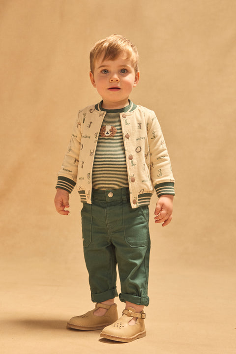 Reversible Green Cotton Baseball Style Jacket