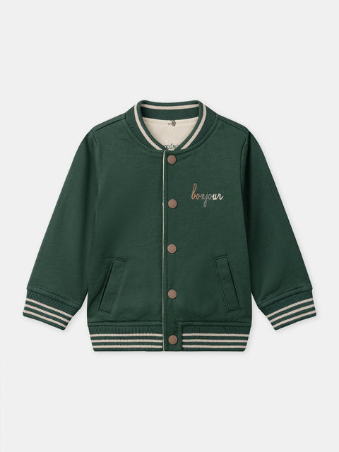 Reversible Green Cotton Baseball Style Jacket