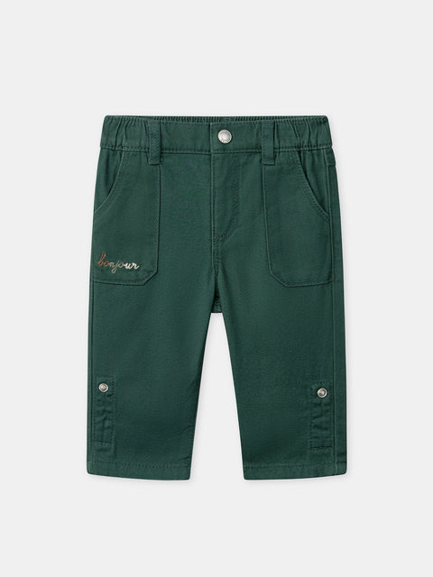 Green Cotton Twill Trousers