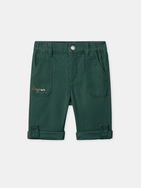Green Cotton Twill Trousers