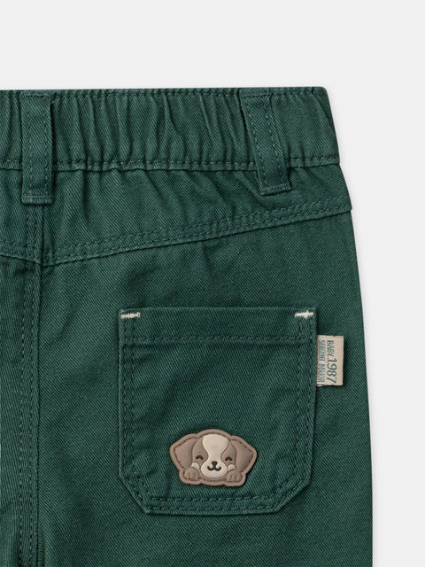 Green Cotton Twill Trousers