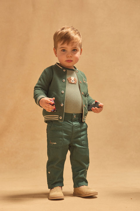 Green Cotton Twill Trousers