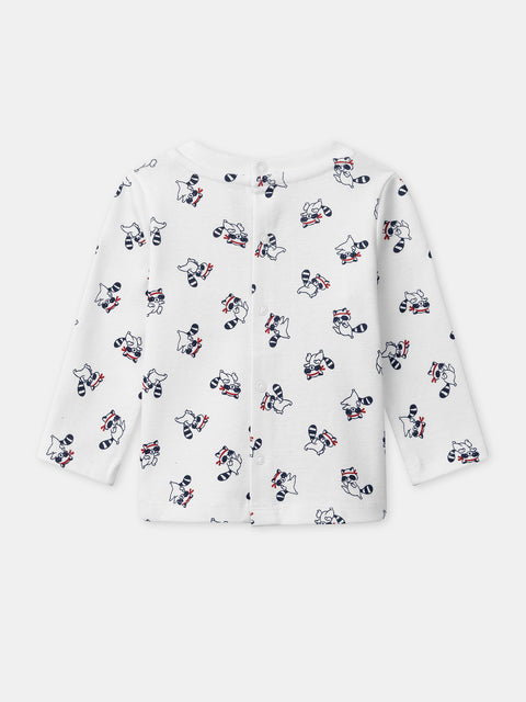 Raccoon Print Cotton T-shirt