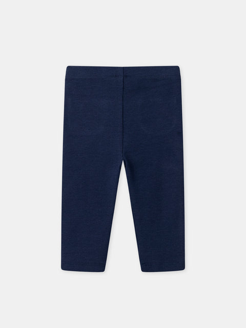 Navy Leggings With Embroidered Pockets