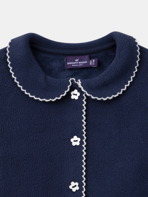 Blue Collared Cardigan With Pockets