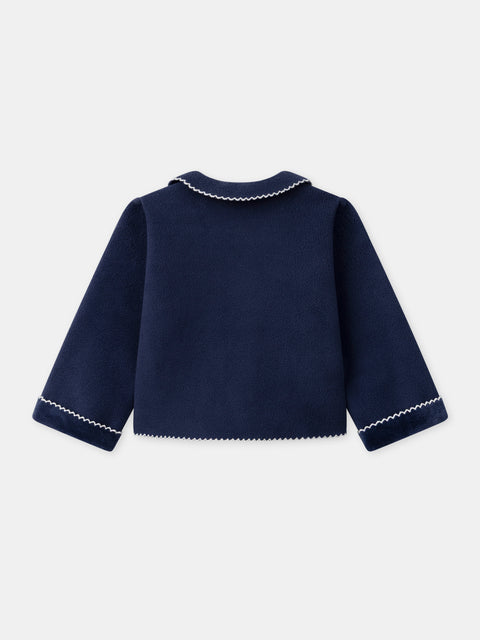 Blue Collared Cardigan With Pockets