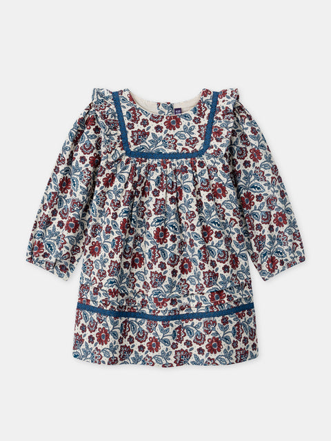 Lined Floral Print Corduroy Dress