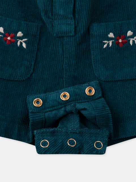 Turquoise Blue Corduroy Dungarees