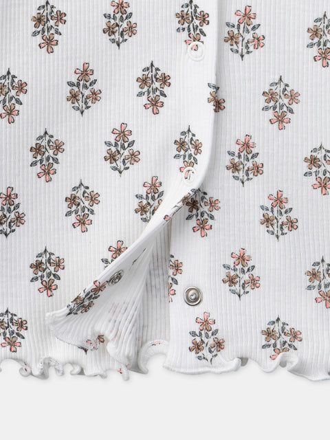 Floral Print Cotton Polo Neck