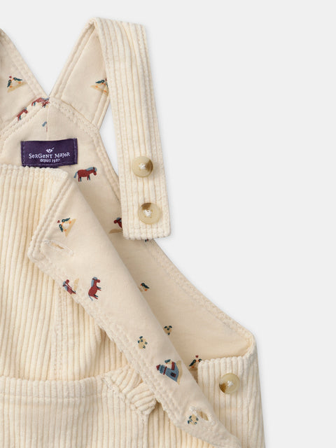 Lined Cream Corduroy Dungarees