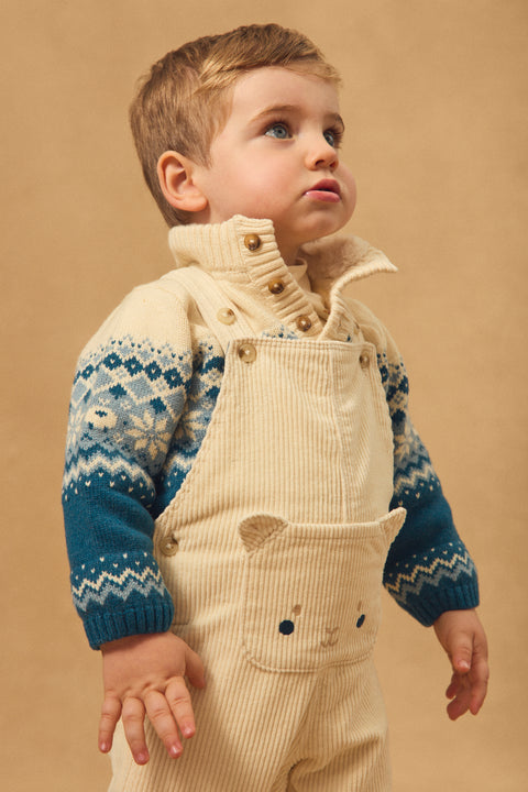 Lined Cream Corduroy Dungarees