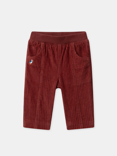 Lined Brick Red Cotton Trousers