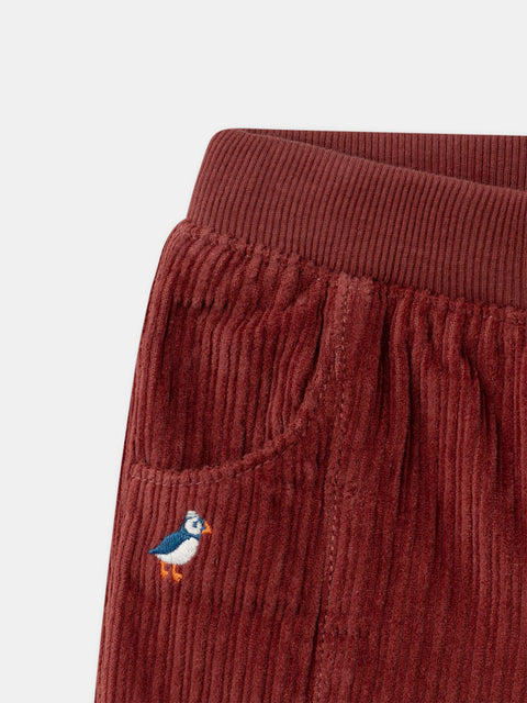 Lined Brick Red Cotton Trousers