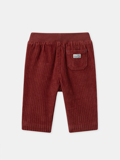 Lined Brick Red Cotton Trousers
