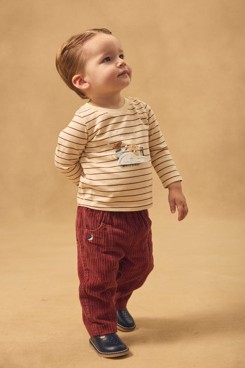 Lined Brick Red Cotton Trousers