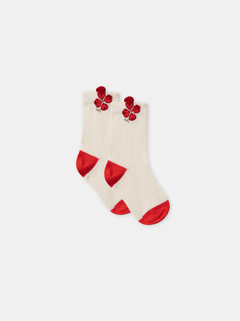 Cream Floral Cotton Rich Socks