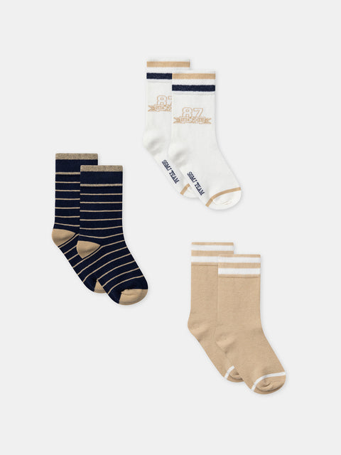 3 Pack Beige Cotton Rich Socks
