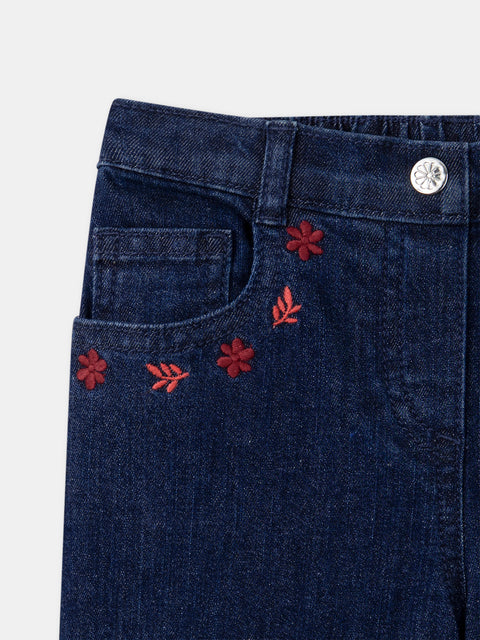 Flared Dark Blue Denim Jeans