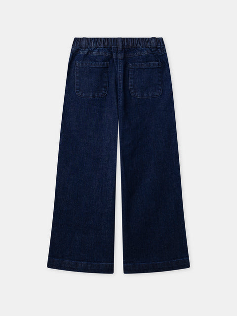 Flared Dark Blue Denim Jeans