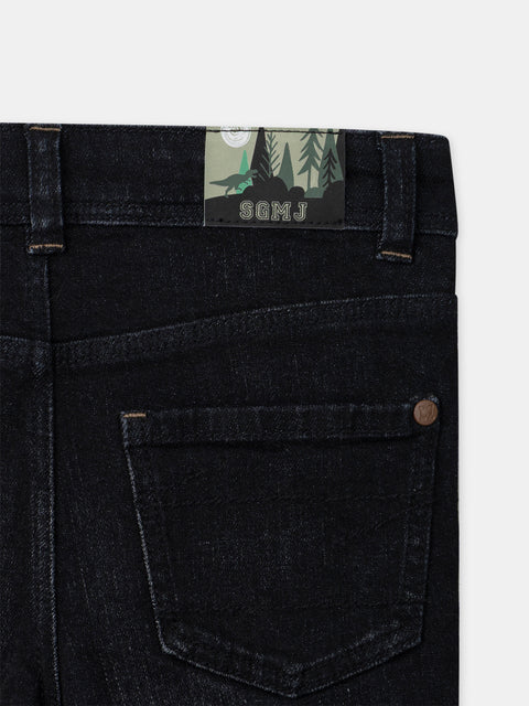 5 Pocket Black Denim Jeans