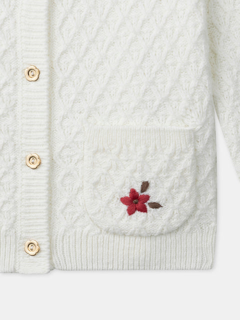 Cream Embroidered Cardigan