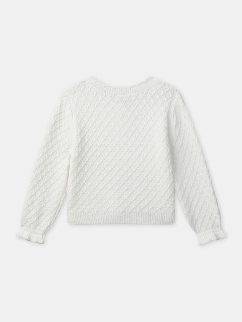 Cream Embroidered Cardigan