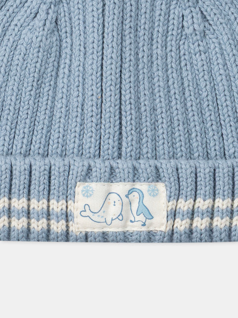 Ribbed Blue Cotton Hat