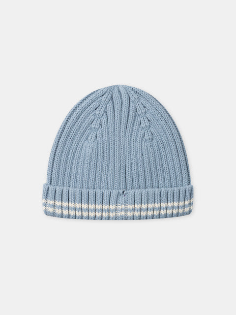 Ribbed Blue Cotton Hat