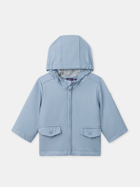 Blue Micropolar Lined Canvas Coat