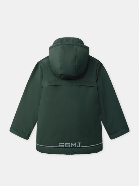 Green Hooded Sherpa Lined Canvas Coat