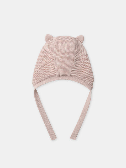 Pink Lined Moss Stitch Hat