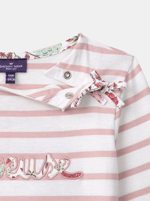 Cream Stripe Cotton T-shirt