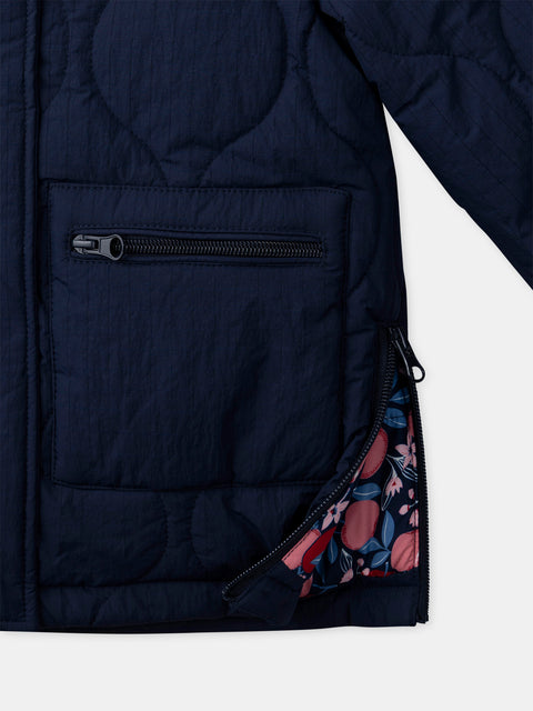 Lined Quilted Navy Coat