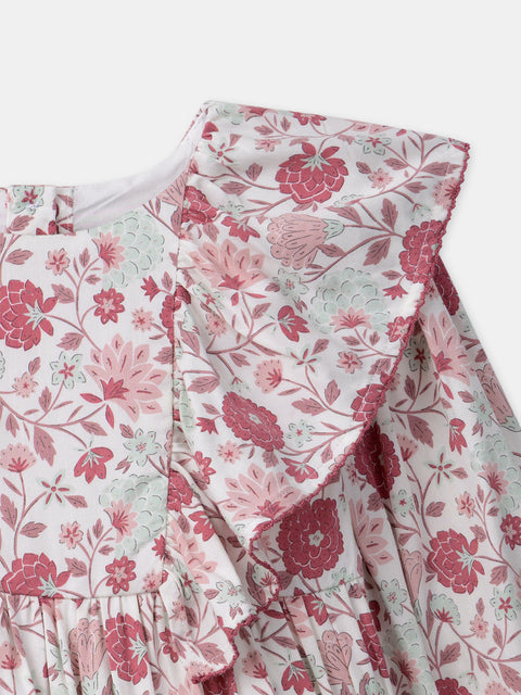 Lined Floral Print Cotton Dress