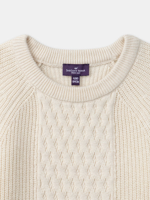Cream Cotton & Wool Mix Cable Knit Jumper