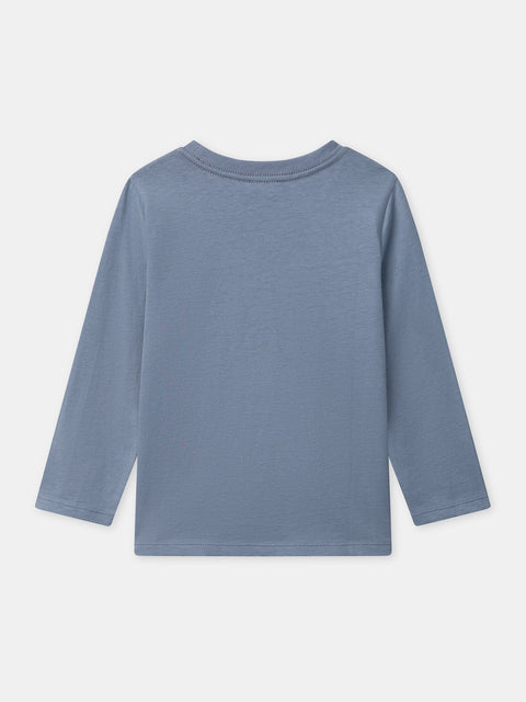 Blue Spaceman Print Cotton T-shirt