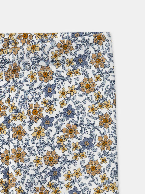 Blue Floral Print Leggings