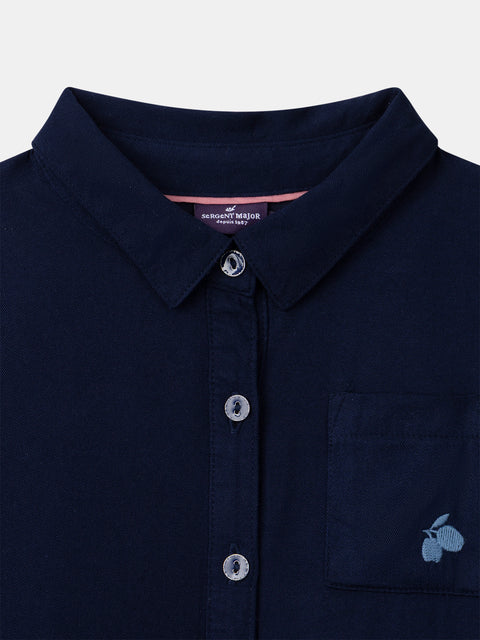Navy Belted Shirt Dress